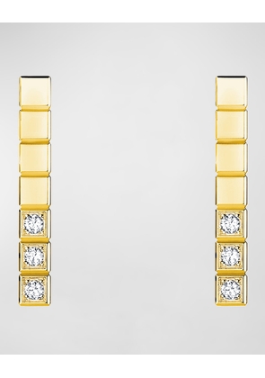 Ice Cube 18K Yellow Gold Diamond Bar Earrings