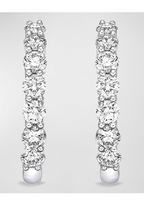 18k White Gold Tiny Diamond Huggie Hoop Earrings, 0.51tcw