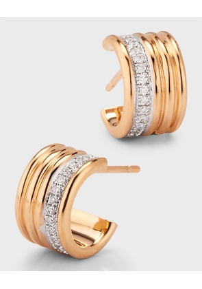 Thoby 18K Rose Gold and Diamond 5 Row Tubular Huggie Earrings