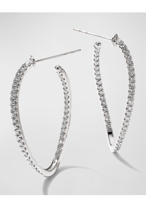 18k White Gold Diamond J-Twist Hoop Earrings, 0.99tcw