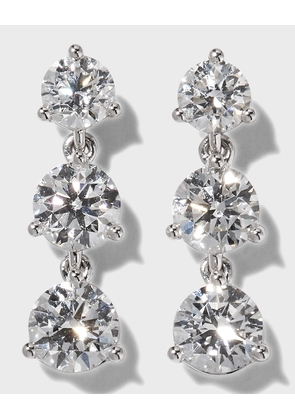 18k White Gold 3-Diamond Drop Earrings, 1.51tcw