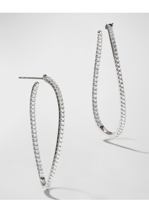 18KWG Medium Diamond Pave Twist Hoop Earrings, 1.50tcw