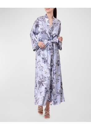 Toile Jardin Floral-Print Charmeuse Robe