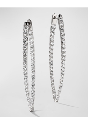 18k White Gold Diamond V-Shape Hoop Earrings, 3.46tcw