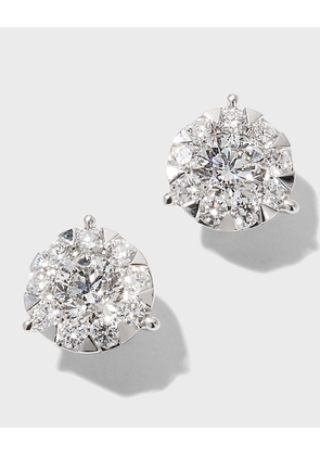 White Gold Bouquet 3-Prong Diamond Stud Earrings, 0.69-0.77tcw