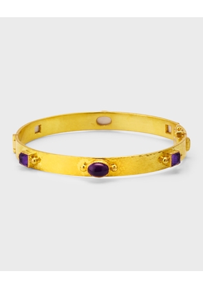 19K Yellow Gold Flat Ribbon Roberta Bangle with Amethyst