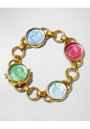 Round Venetian Glass Intaglio Bracelet with Dolphin Twins and Round Connector