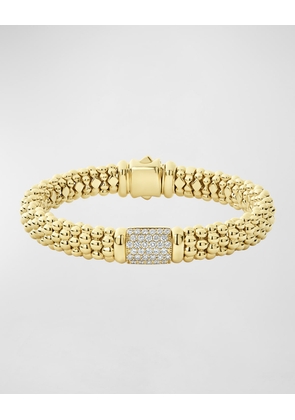 18k Caviar Gold Diamond Rope Bracelet - 9mm, Size M