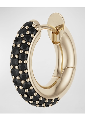 Men's 3-Row Pave Noir Macro Hoop Earring in 18K Yellow Gold and Black Diamonds, Single