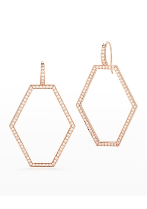 Keynes Rose Gold Medium Diamond Hexagonal Forward Facing Earrings