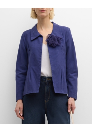 Elle Open-Front Blazer with Flower Pin