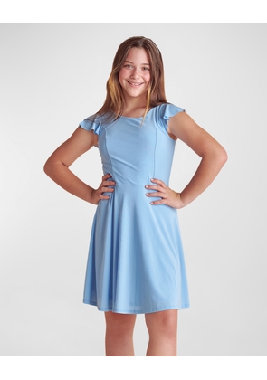 Girl's Flutter-Sleeve Mini Dress, Size 7-16