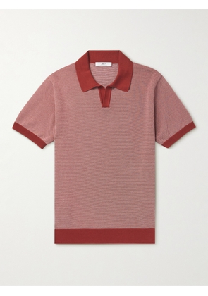 Mr P. - Honeycomb-Knit Organic Cotton Polo Shirt - Men - Pink - XS