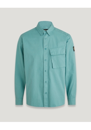 Belstaff Scale Shirt Men's Garment Dye Cotton Oil Blue Size XS