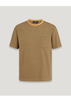 Belstaff Drum T-shirt Men's Yarn Dye Striped Cotton Jersey Glaze Yellow / Charcoal Heather Size L