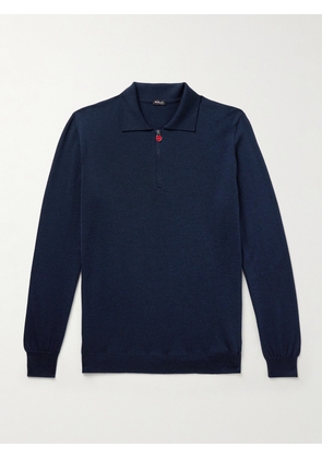 Kiton - Cashmere and Silk-Blend Half-Zip Polo Shirt - Men - Blue - S