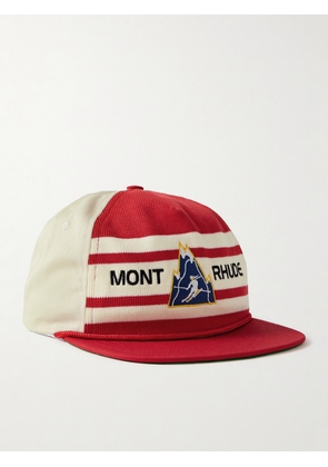 Rhude - Mont Logo-Embroidered Striped Knitted and Cotton-Twill Trucker Hat - Men - Red