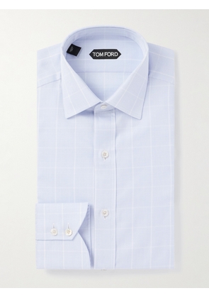 TOM FORD - Prince of Wales Checked Cotton-Poplin Shirt - Men - Blue - EU 38