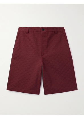 Gucci - Straight-Leg Logo-Jacquard Cotton-Blend Canvas Shorts - Men - Burgundy - IT 46
