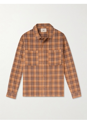 Folk - Patch Checked Cotton-Corduroy Overshirt - Men - Brown - 1