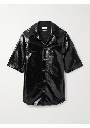 Alexander McQueen - Camp-Collar Silk-Blend Tarpaulin Shirt - Men - Black - UK/US 15.5