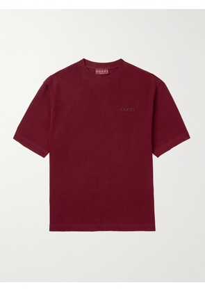 Gucci - Logo-Appliquéd Cotton-Jersey T-Shirt - Men - Burgundy - S