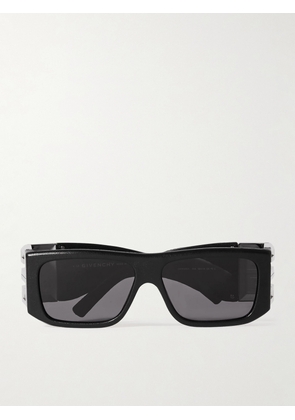 Givenchy - 4G Square-Frame Acetate, Silver-tone and Leather Sunglasses - Men - Black