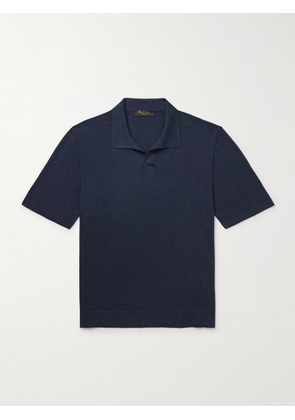 Loro Piana - Silk, Cashmere and Linen-Blend Polo Shirt - Men - Blue - IT 48