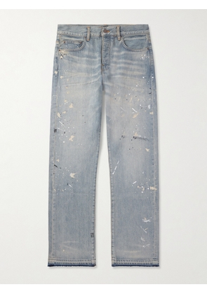 AMIRI - Straight-Leg Frayed Paint-Splattered Jeans - Men - Blue - UK/US 28