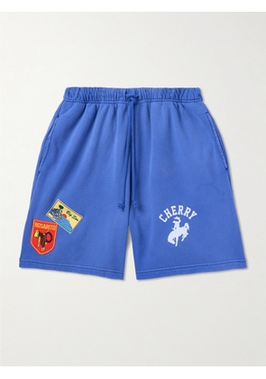 Cherry Los Angeles - Traveler Wide-Leg Logo-Print Appliquéd Cotton-Jersey Shorts - Men - Blue - XS