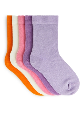 Cotton Socks Set of 5 - Pink