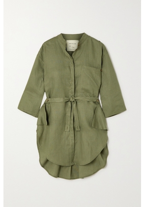 ARTCLUB - + Net Sustain Florican Belted Linen Shirt - Green - One size
