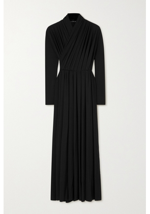 Balenciaga - Draped Asymmetric Satin-jersey Maxi Dress - Black - FR34,FR36,FR38,FR40,FR42,FR44