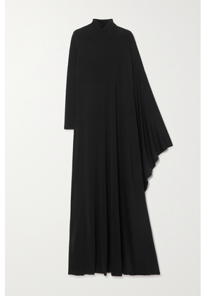 Balenciaga - Asymmetric Cape-effect Satin-jersey Maxi Dress - Black - FR34,FR36,FR38,FR40,FR42,FR44