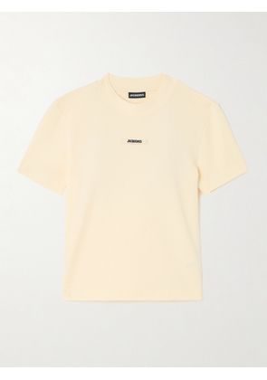 Jacquemus - Grosgrain-trimmed Stretch-cotton T-shirt - Neutrals - xx small,x small,small,medium,large,x large,xx large