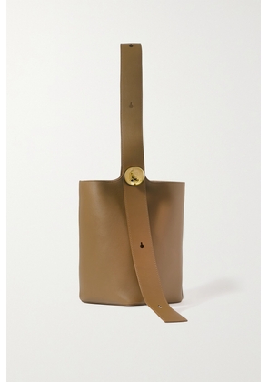 Loewe - Pebble Embellished Leather Bucket Bag - Brown - One size