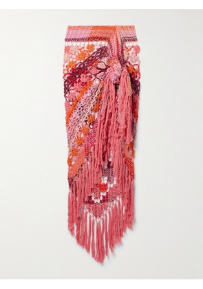 Alix Pinho - La Marina Fringed Crocheted Cotton Pareo - Red - XS/S,M/L