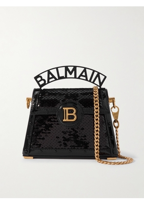 Balmain - B-buzz Dynasty Small Sequin-embellished Patent-leather Tote - Black - One size
