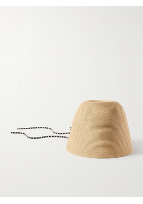 Alaïa - Embellished Leather-trimmed Straw Bucket Hat - Neutrals - One size
