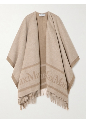 Max Mara - Hilde Striped Printed Wool Shawl - Neutrals - One size