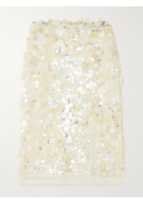 RÓHE - Paillette-embellished Crepe And Tulle Midi Skirt - Cream - FR34,FR36,FR38,FR40,FR42,FR44