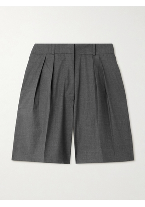 RÓHE - Pleated Wool-blend Wide-leg Shorts - Gray - FR34,FR36,FR38,FR40,FR42,FR44
