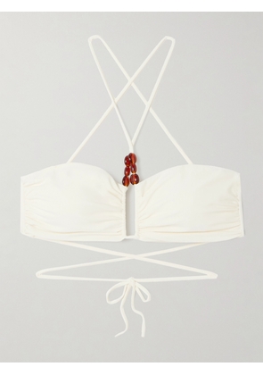 Magda Butrym - Bead-embellished Bikini Top - Cream - FR34,FR36,FR38,FR40,FR42