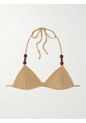 Magda Butrym - Bead-embellished Crocheted Triangle Bikini Top - Neutrals - FR34,FR36,FR38,FR40,FR42
