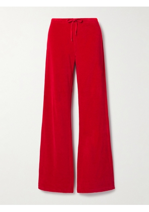 Balenciaga - Distressed Cotton-velour Track Pants - Red - S