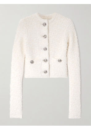 Balenciaga - Cropped Metallic Cotton-blend Tweed Cardigan - White - XS,S,M