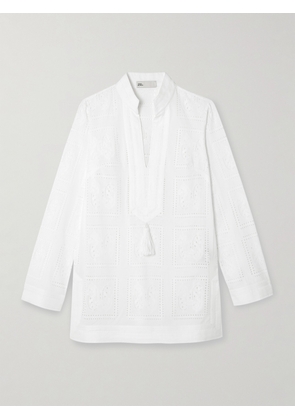 Tory Burch - Tasseled Broderie Anglaise Cotton Coverup - White - x small,small,medium,large,x large