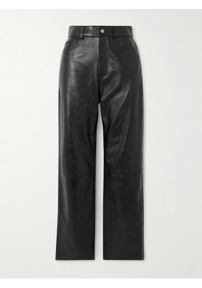 Nour Hammour - Billy Paneled Leather Straight-leg Pants - Black - FR34,FR36,FR38,FR40,FR42,FR44