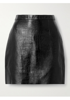 Nour Hammour - Serena Croc-effect Leather Mini Skirt - Black - FR34,FR36,FR38,FR40,FR42