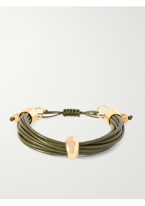 TOHUM - Terra Mali Gold-plated And Leather Bracelet - Green - One size